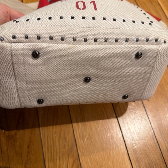 Valentino Garavani Atelier Bag Canvas Tote Red Leather Studded - Picture 6 of 10